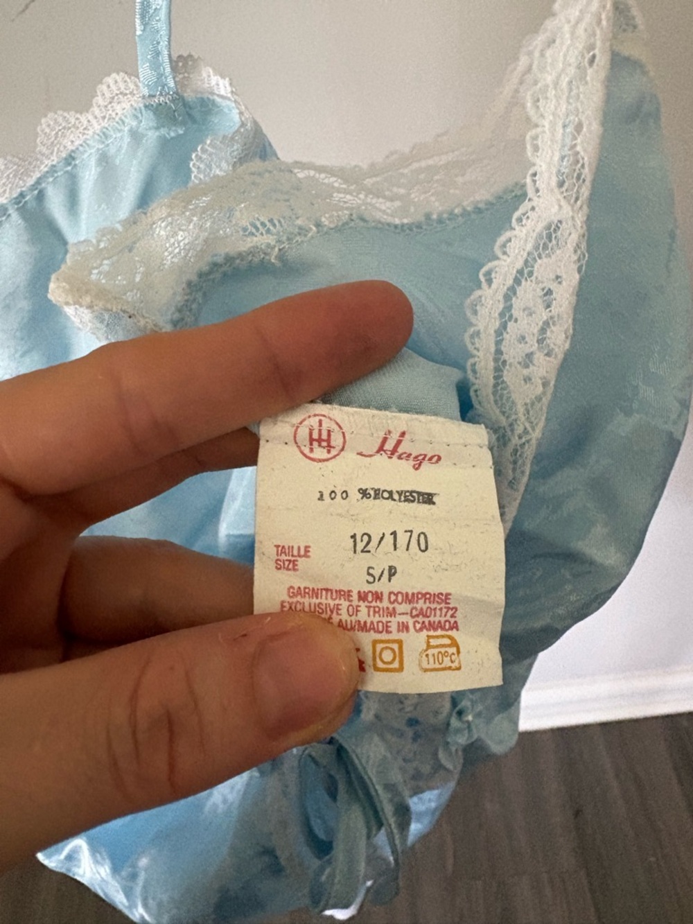 HUGO Light Blue Lace-Trim Satin Chemise - Picture 2 of 3